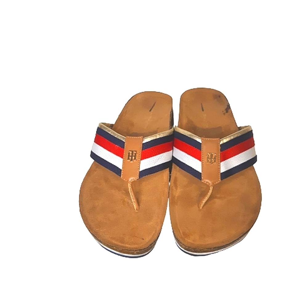 Tommy Hilfiger Grayce Cork Thong Slide Sandal with Stripes Flip Flop